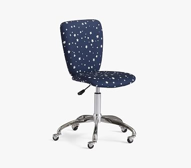 Swivel Upholstered Desk Chair Square Back, Scattered Stars Navy, Standard Parcel Delivery