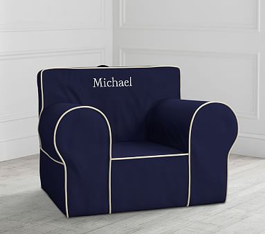 Navy with White Piping Oversized Anywhere Slipcover Only