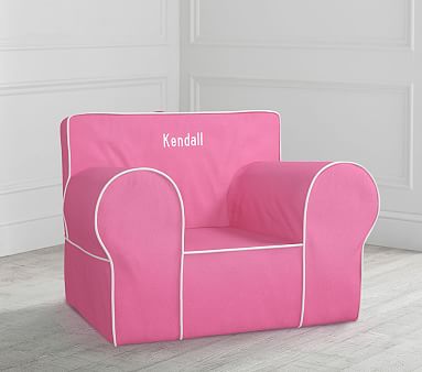 Oversized Bright Pink with White Piping Anywhere Slipcover Only