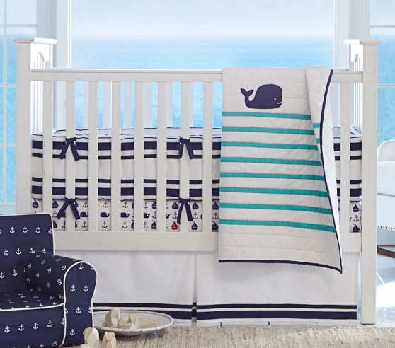 whale crib bumper