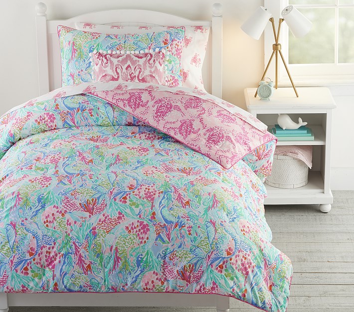 Lilly Pulitzer Reversible Mermaid Cove, Lilly Pulitzer Duvet Cover King