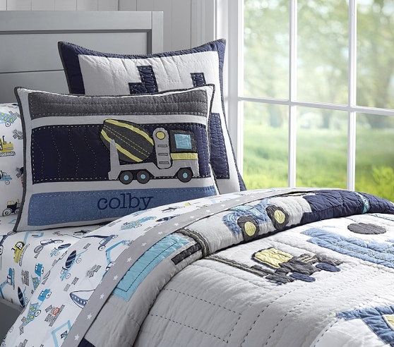 pottery barn construction bedding
