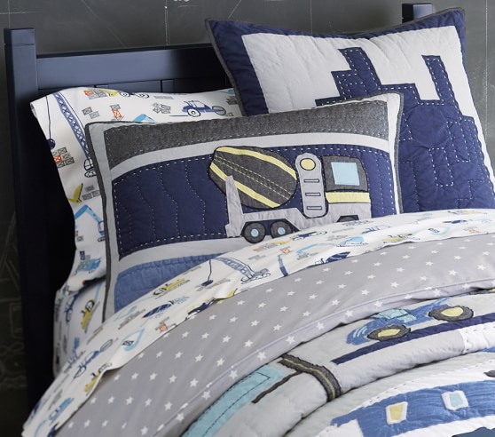 pottery barn construction bedding