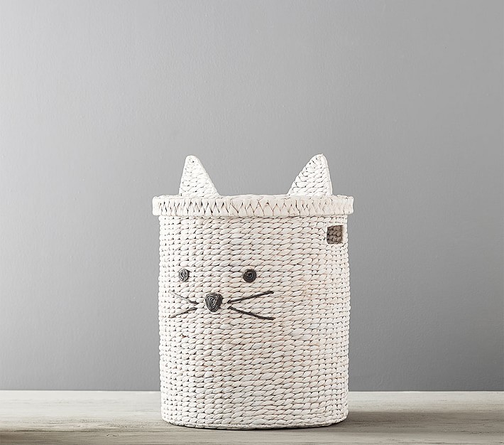 cat shaped wicker basket