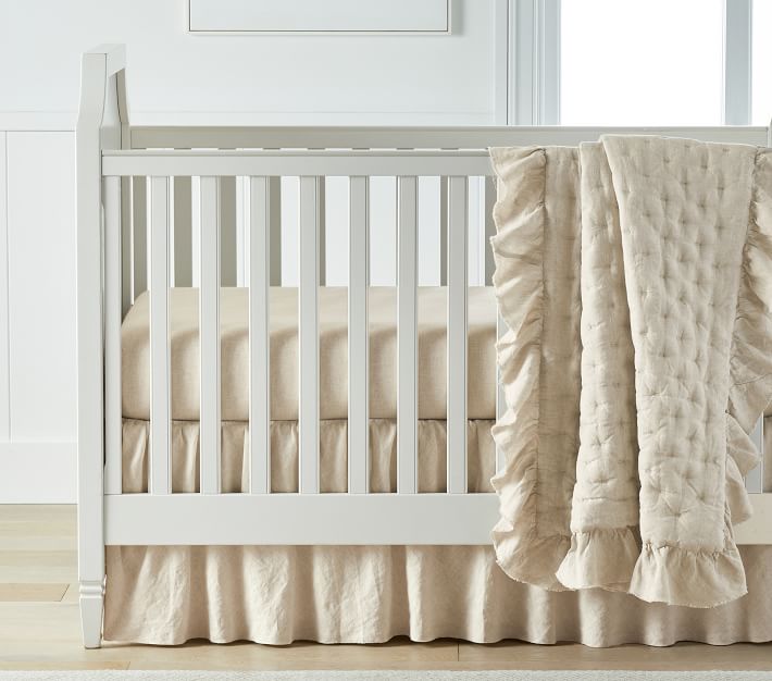 Ruffle Belgian Flax Linen Baby Bedding | Pottery Barn Kids