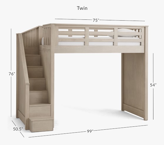 Catalina Stair Loft Bed For Kids, Twin Loft Bed With Desk Under 200