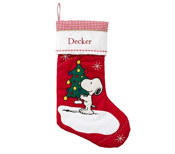 Snoopy Quilted Christmas Stocking Pottery Barn Kids