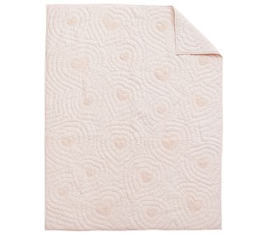 Ruched Heart Quilt, Single, Blush