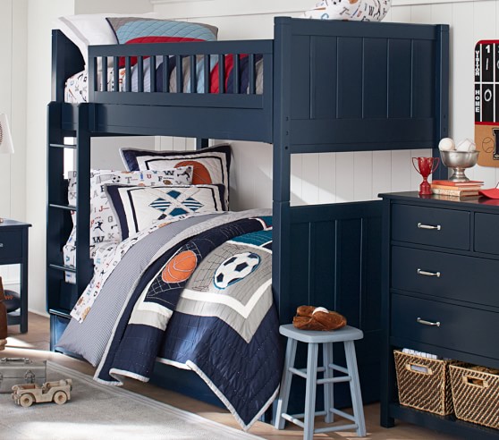 Camp Twin Over Kids Bunk Bed, Navy Bunk Beds