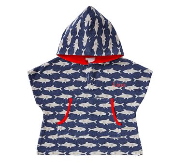 Shark Icon Kid Cover Up, Small, Navy Multi