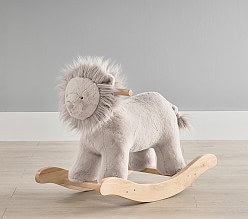 Taupe Lion Plush Nursery Rocker