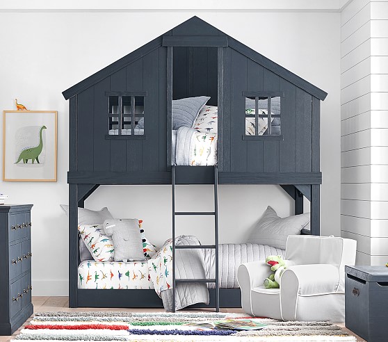 Tree House Twin Over Kids Bunk Bed, What Size Is A Twin Bunk Bed