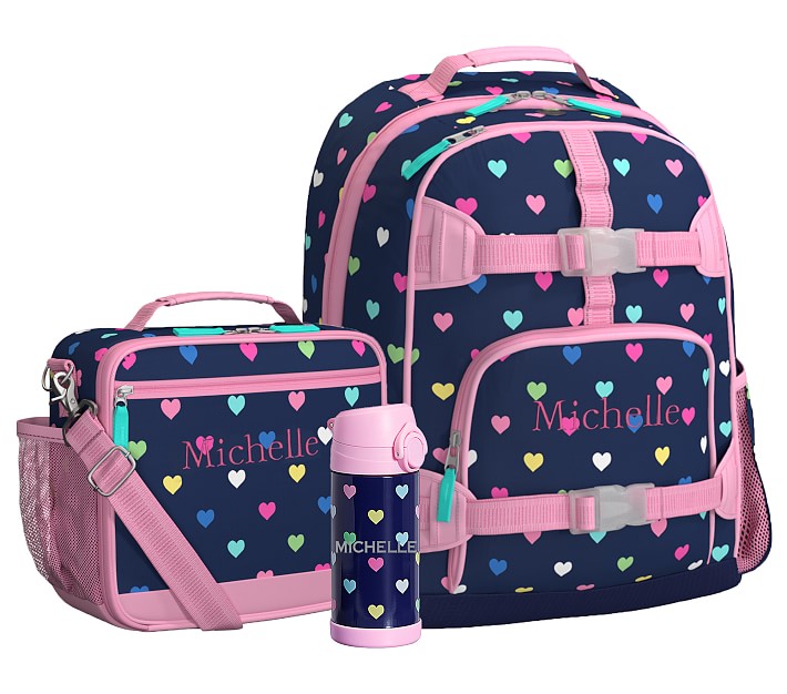 Quilted Hearts Blue Girls Preschool Toddler Backpack & Lunch Box Set