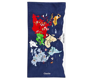 World Map Kid Beach Towel, Multi