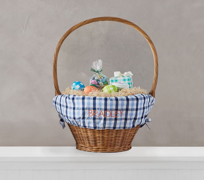 Easter Basket with Plaid Liner and Bow