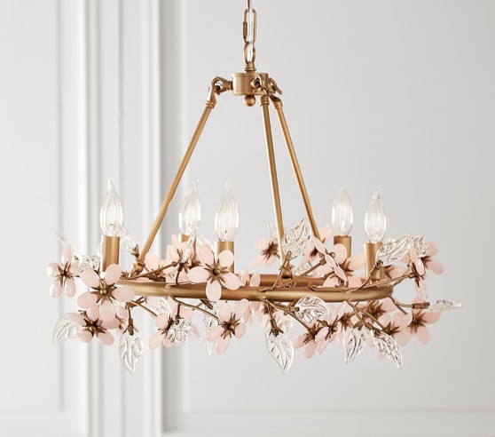 Grace Flower Nursery Chandelier Pottery Barn Kids Grace Flower Nursery Chandelier, Velvet Chandelier Cord Cover Pottery Barn