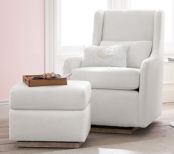 white glider with ottoman