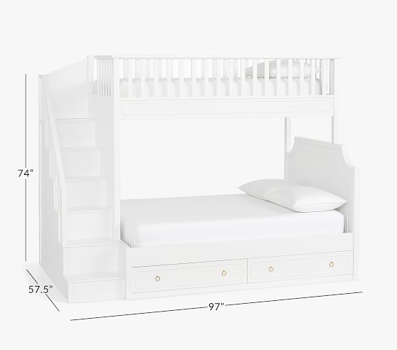 Ava Regency Twin Over Full Stair Bunk, Full Stair Bunk Beds Twin Over Size