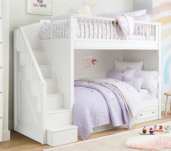 Fillmore Twin Over Stair Bunk Bed, Twin Over Bunk Bed With Stairs And Desk