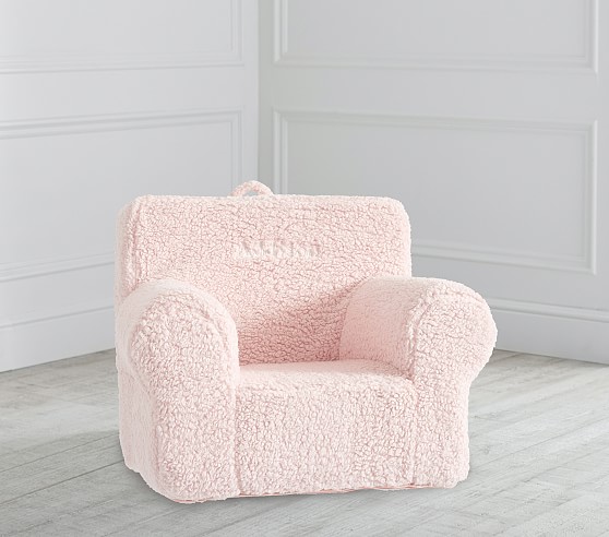 Pottery Barn Kids Anywhere Chair Regular Slipcover PINK Faux Fur NEW
