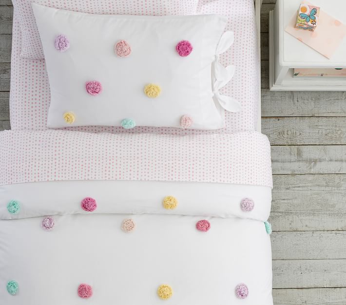 Zoey PomPom Duvet Cover & Shams Pottery Barn Kids