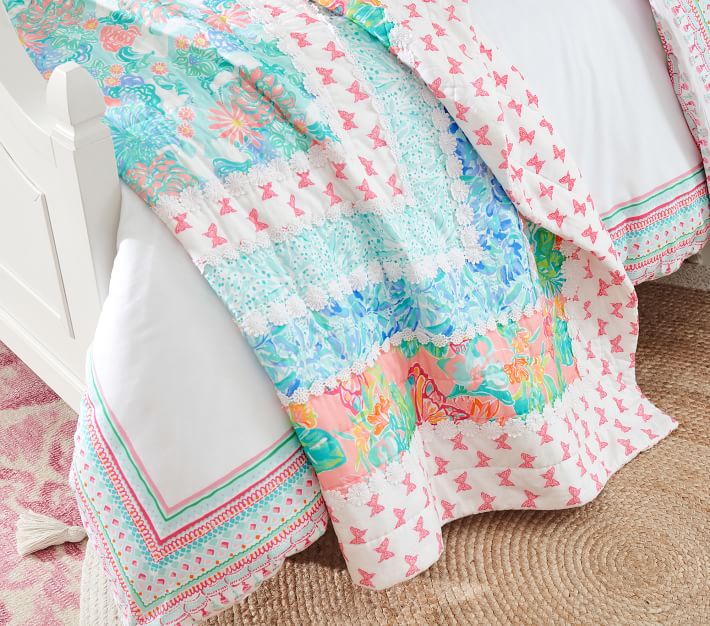 Lilly Pulitzer Unicorn Patchwork Quilt & Shams | Pottery Barn Kids