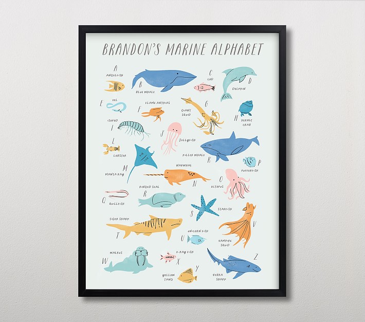 Minted® Sea Life Alphabet Personalized Wall Art by Creo Study Pottery
