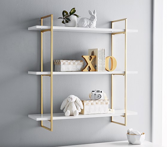 Gold Polished 3 Tier Shelf Pottery Barn Kids - Wall Shelves White And Gold