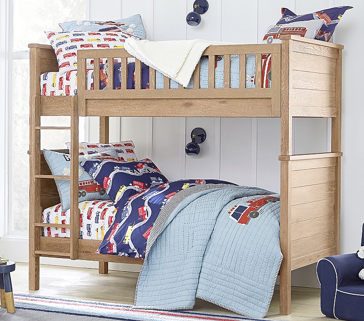 Wooden toy bunk bed for 2 dolls 14 " long preschool girl's toy mattress& pillow 