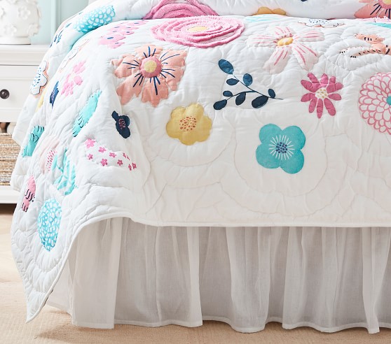 Details about   Pottery Barn Kids Natalie Bed Skirt Bedskirt Dust ruffle TWIN Floral Flowers NEW