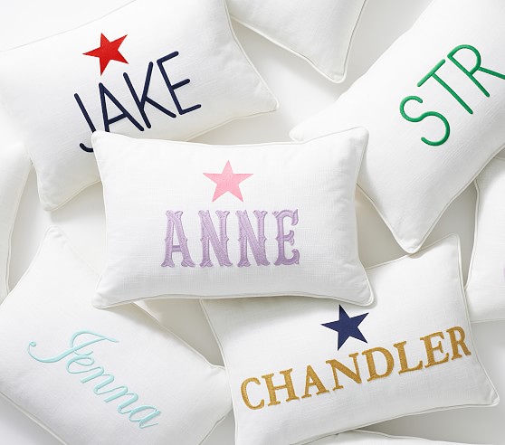 Personalized Pillowcase featuring CHARLIE in photo of actual BLUE sign letters 