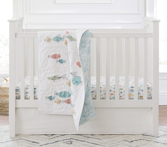 Pottery Barn Kids Elliott Toddler Quilt+Crib Skirt 