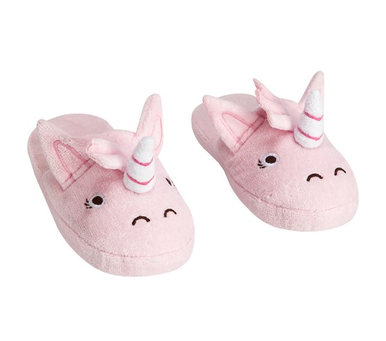 NEW Pottery Barn KIDS Faux Fur Animal Critter UNICORN Baby Slippers~ 0-12 mos. 