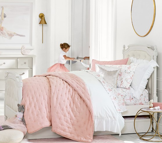 Pottery Barn kid SADIE RUFFLE pillowcase Princess WHITE ORGANIC girl bed room np 