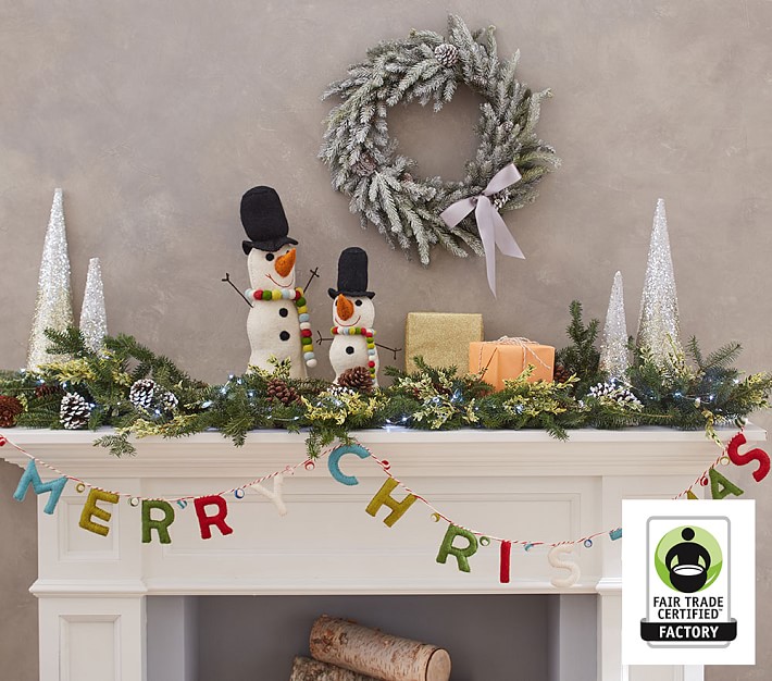 Merry Christmas Felted Wool Christmas Garland Pottery Barn Kids