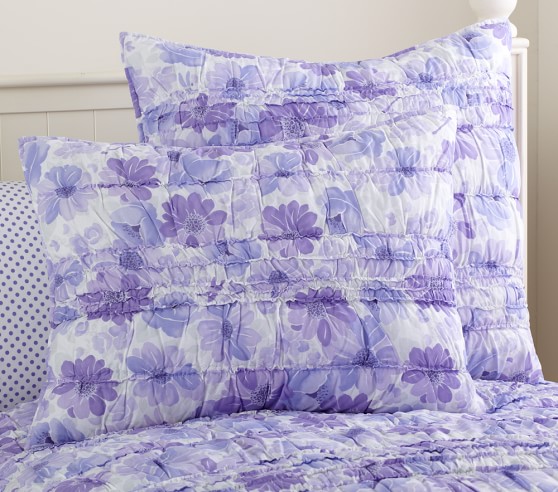 Details about   1 POTTERY BARN KIDS LILLIAN FLORAL MOTIF FLORAL SHAM EURO LAVENDER QUILTED NWT 