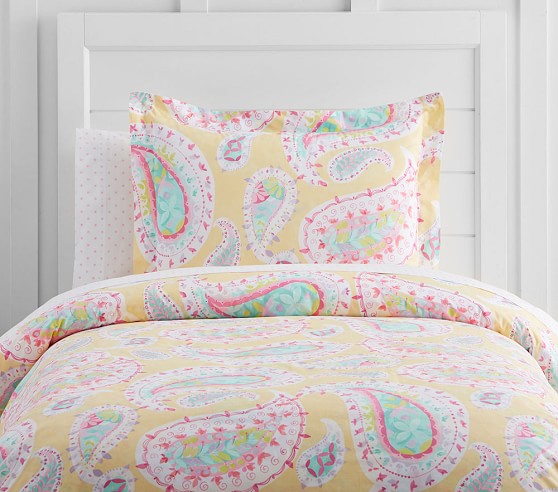 Pottery Barn Kids Brooklyn Paisley Floral TWIN Duvet Cover PINK NEW with tag 