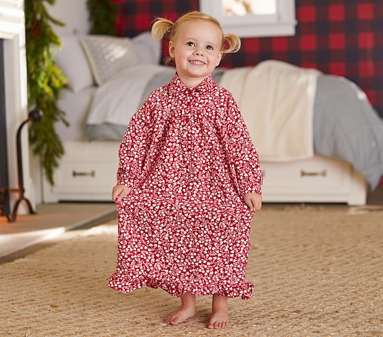 Floral Heart Girls' Flannel Nightgown 