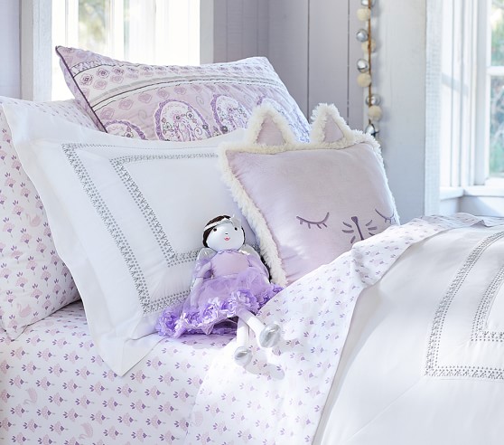 POTTERY BARN KIDS CASEY DUVET COVER STD SHAM BLUE/LAVENDER FLORAL TWIN READ PLS 