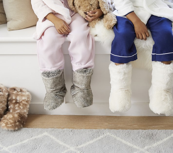 faux fur kids slippers