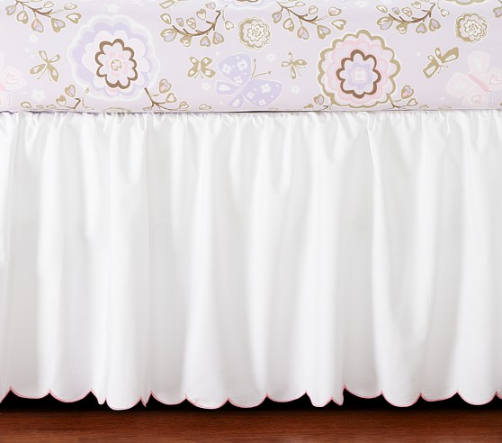 Pottery Barn Kids Chick Chicken Embroidered Bed Skirt Dust Ruffle TWIN Easter 