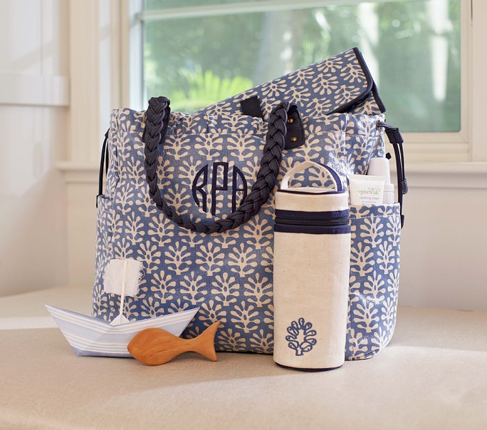Blue Leaf Larkspur Diaper Bag Pottery Barn Kids