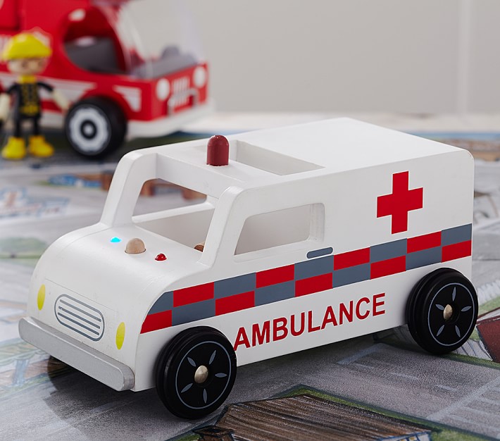 Eliiti Wooden Ambulance Toy Emergency Vehicle for Boys Kids 3 to 6 Years Old 
