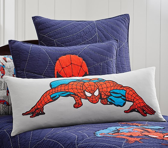 NWT Pottery Barn Kids Spiderman Cityscape quilted euro sham gray & navy 