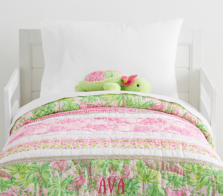 Details about   Pottery Barn Kids Lilly Pulitzer On Parade Twin Quilt NEW Pink 