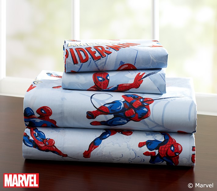 Pottery Barn Kids Spider-Man Sheet Set & Pillowcases Queen Cotton NWT NLA 