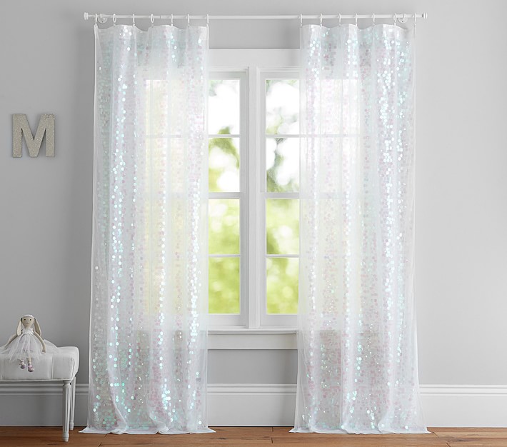 Glitter Pattern Sheer Curtains Window Screening for Room Bedroom F3