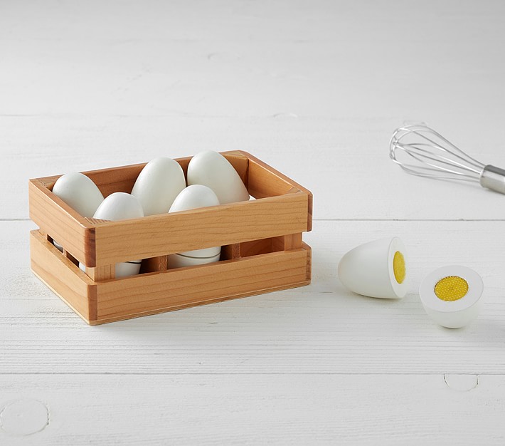 White & Brown in Real Egg Carton Play Food Deluxe Wooden Eggs 12 Pieces 