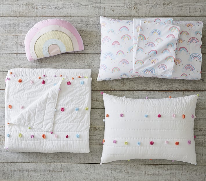 Rainbow Pom Pom Bedding Set Pottery Barn Kids