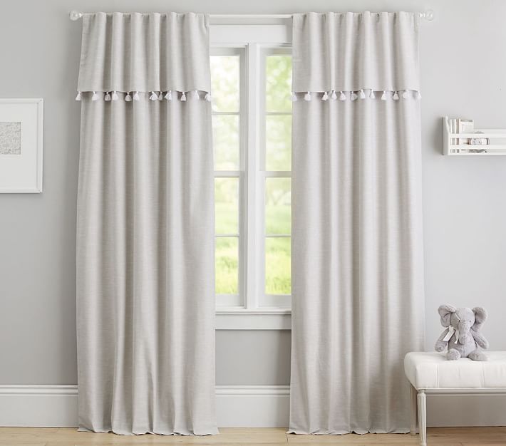 Evelyn Linen Blend Valance Tassel Kids Blackout Curtain Pottery Barn Kids